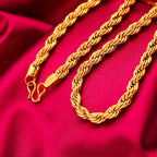 Men 24K Gold AU999 Pure Gold Dragon Head Twist Chain Necklace - Solid durable, 3D plump, non-deformable