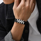 Leather 3-Layer Black Bracelet — Stainless Steel
