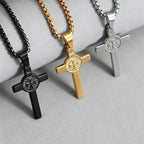 Cross Saint Benedict Steel Pendant Cruz San