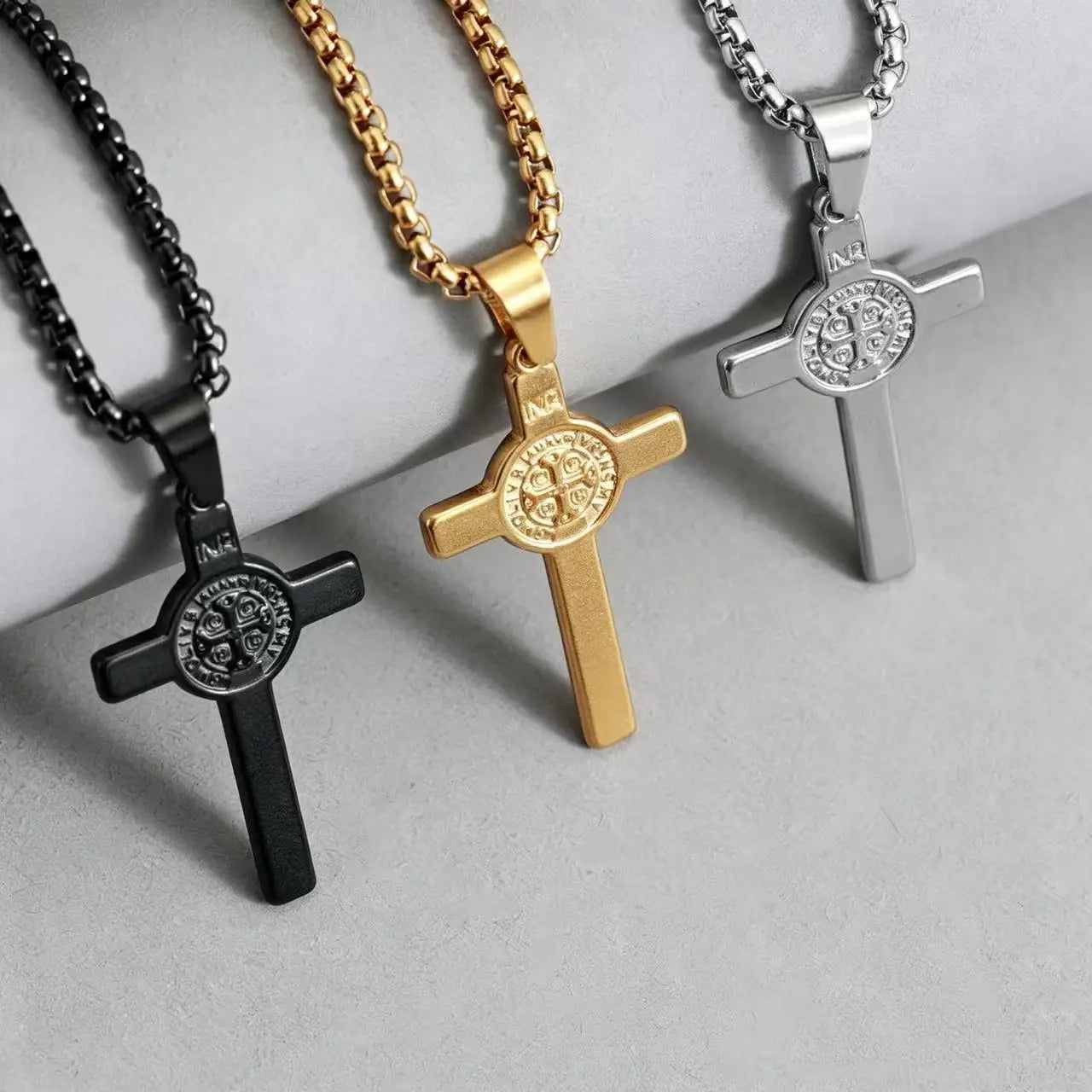 Cross Saint Benedict Steel Pendant Cruz San