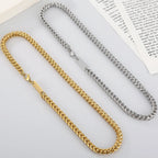 6MM Link Chain Bracelet Necklace Set for Man Luxury Gold Color Stainless Steel Jewelry Men's Necklace & Bracelets