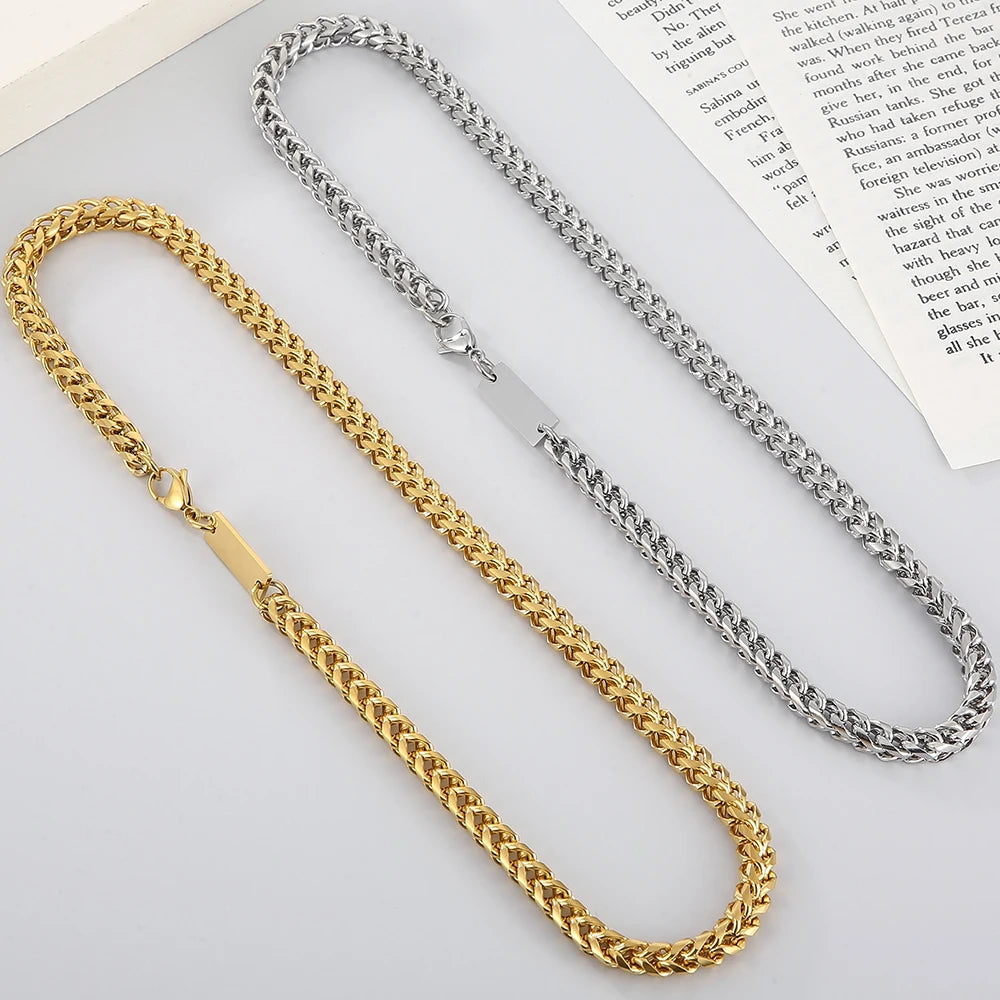 6MM Link Chain Bracelet Necklace Set for Man Luxury Gold Color Stainless Steel Jewelry Men's Necklace & Bracelets