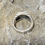 Square Simple Ring Stainless Steel Black Epoxy Vintage Men Ring Geometric Gift Fashion Women Unisex Punk Metal Jewelry