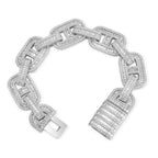 Iced Out Cuban Bracelet Stainless Steel Pig Nose