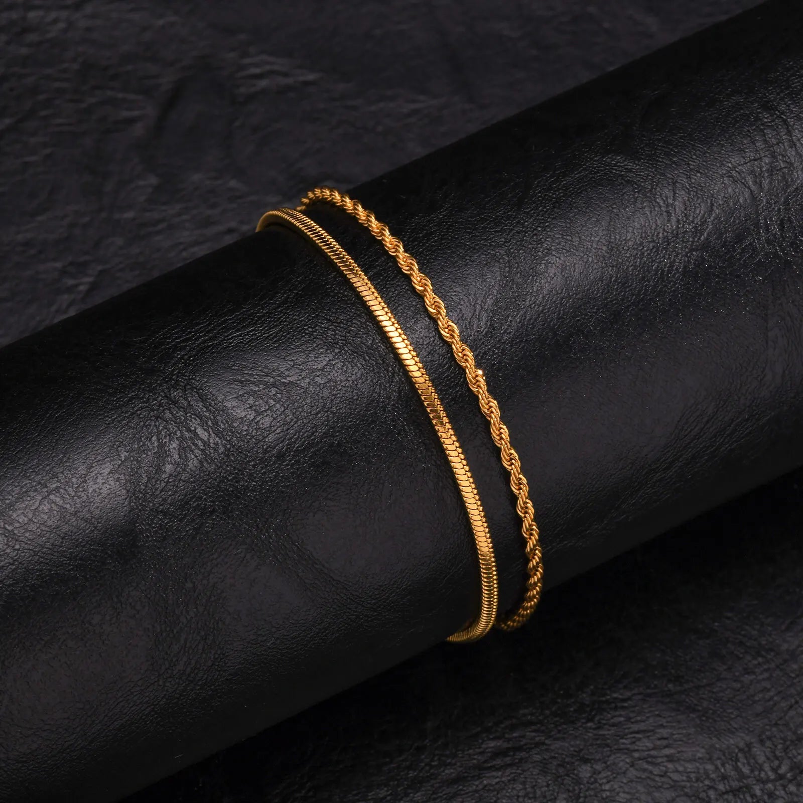 Rope Chain Bracelet Set — Stainless Steel