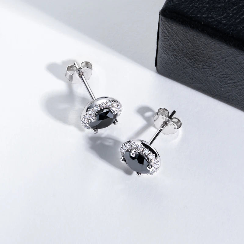Iced Out Black Diamond Earrings — 925 Silver