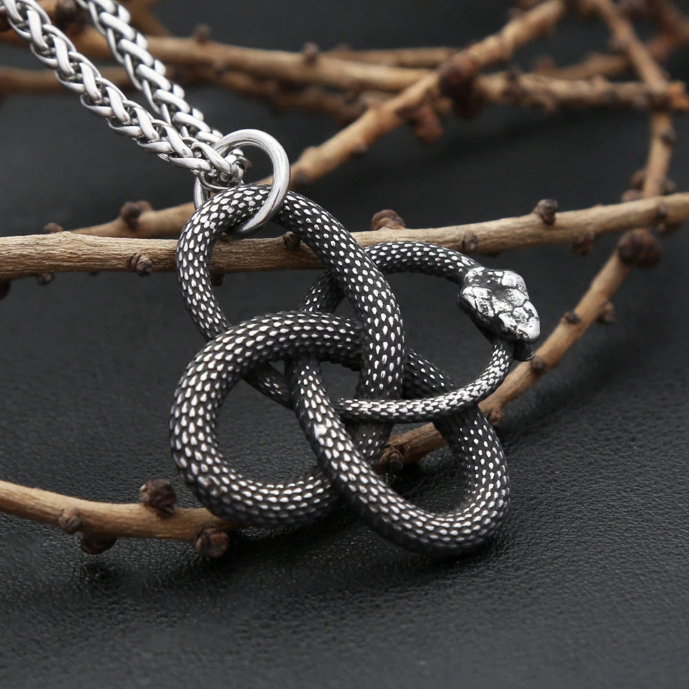 Ouroboros Snake Pendant — Stainless Steel