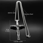 Stainless Steel Christian Jesus Cross Crucifix Pendants Necklaces for Men Women Silver Color Chain Necklaces Jewelry