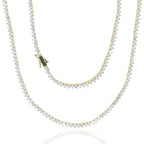 Iced Out Bling Zircon 3mm Tennis Chain Necklace 3 Prong Gold Silver Color CZ Charm Choker Women Man Hip Hop Fashion