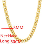 Andara 925 Sterling Silver Gold Plated 8mm Cuban Side Chain Necklace Mens Favorite Accessories Jewelry Gift