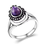 Natural 6x9mm Drop-shaped moonstone 925 Silver Vintage Ring Wedding Party Gifts Finger Rings for Women Jewelry