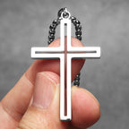 Cross Pendant Necklace Stainless Steel Hollow
