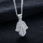 Iced Out Hamsa Pendant — 925 Silver