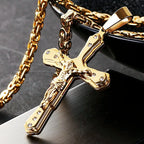 Ancient Crystal Jesus Christ Crucifix Necklace — Stainless Steel