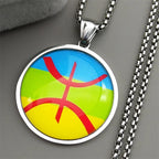 Steel Pendant Africa Berbers Symbol Glass Amazigh