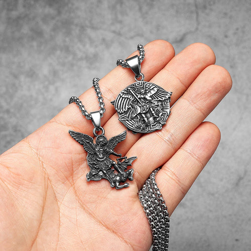 Winged Slayer Archangel Michael Pendant — Stainless Steel
