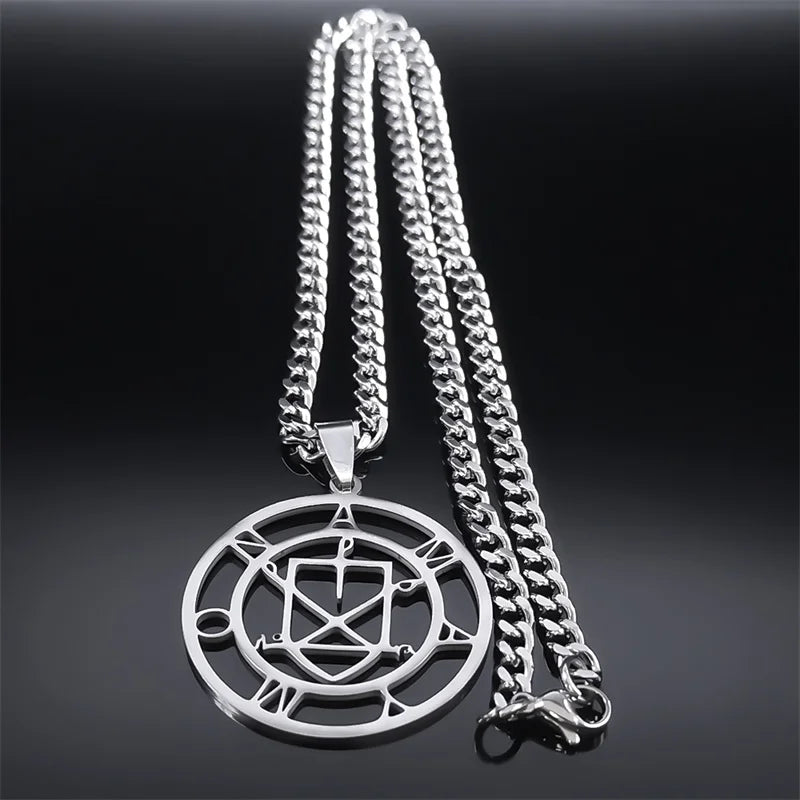 Silver Sigil Pendant Necklace — Stainless Steel