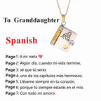 Spanish Granddaughter Book Necklace Engraved Information Heart Locket Pendant Gifts From Grandma Jewelry
