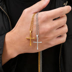 Cross Gold Sweater Chain Necklace — Stainless Steel