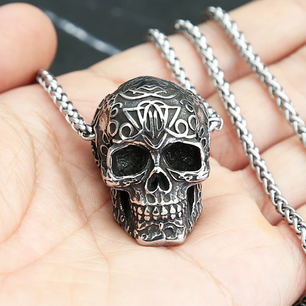 Gothic Skull Stainless Steel Pendant Necklace