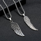 Silver Feather Wings Angel Pendant Necklace