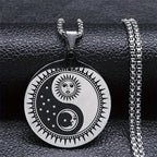 Stainless Steel Yin Yang Tai Chi Gossip Sun Moon Necklaces Chain for Women/Men Silver Color Necklaces Jewelry Chaine Collier