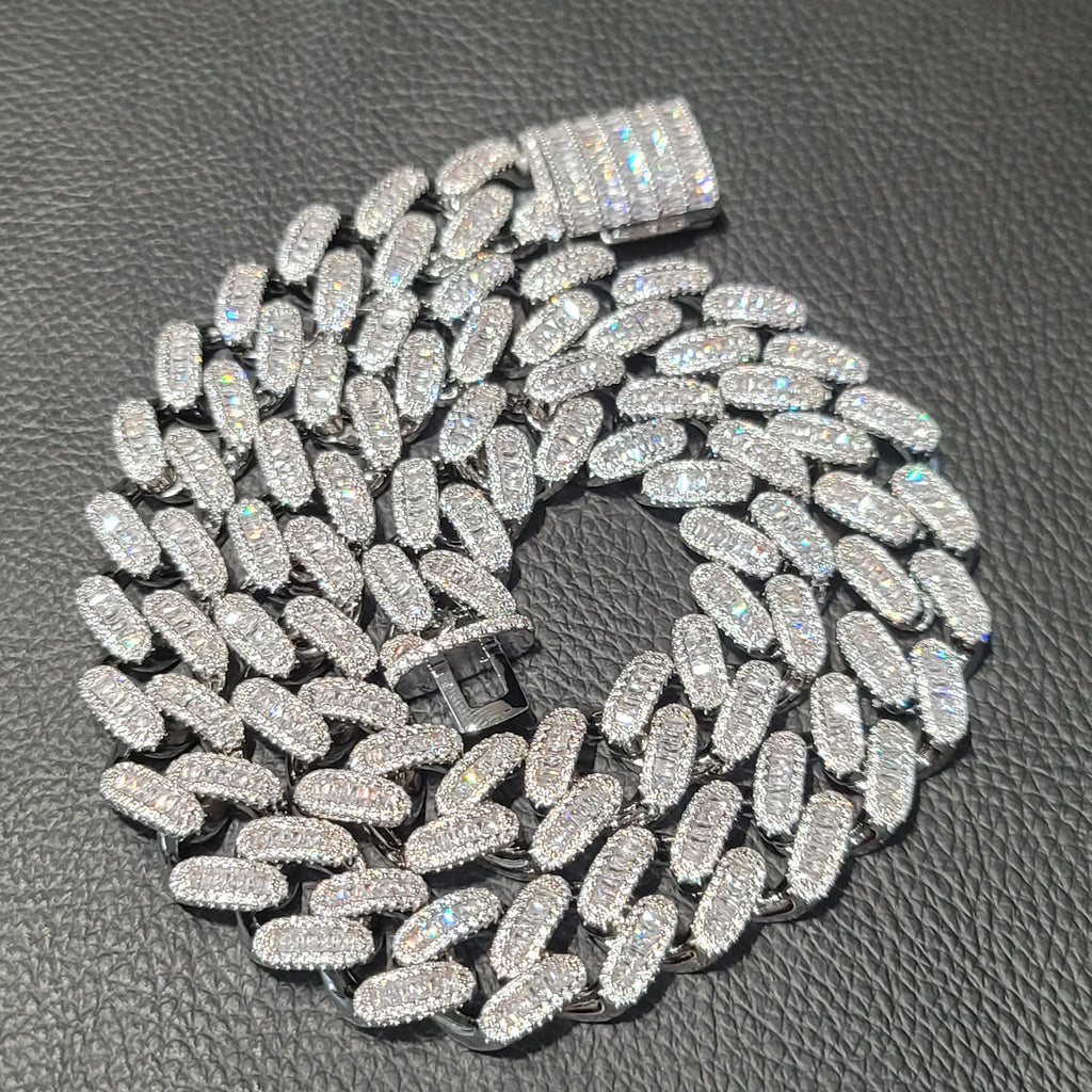 Fashion Hip Hop Miami Cuban Necklace Chain Full Diamonds 9mm 12mm 15mm 20mm 24mm Pendant Chains Long Buckle Closure Jewelry Gift