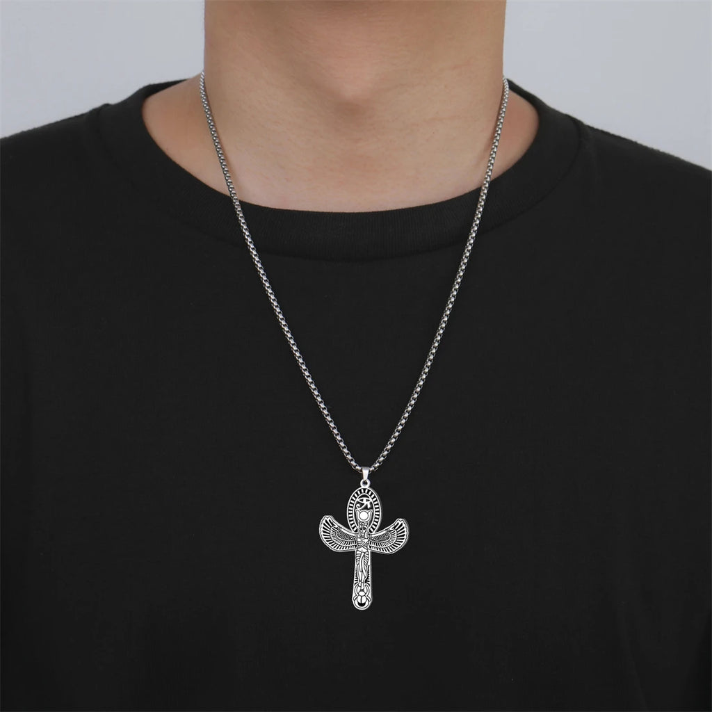Eye of Horus Cross Wing Pendant Necklace