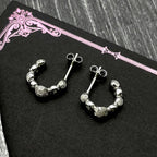 Silver Earrings Retro Sterling C-shaped Zircons
