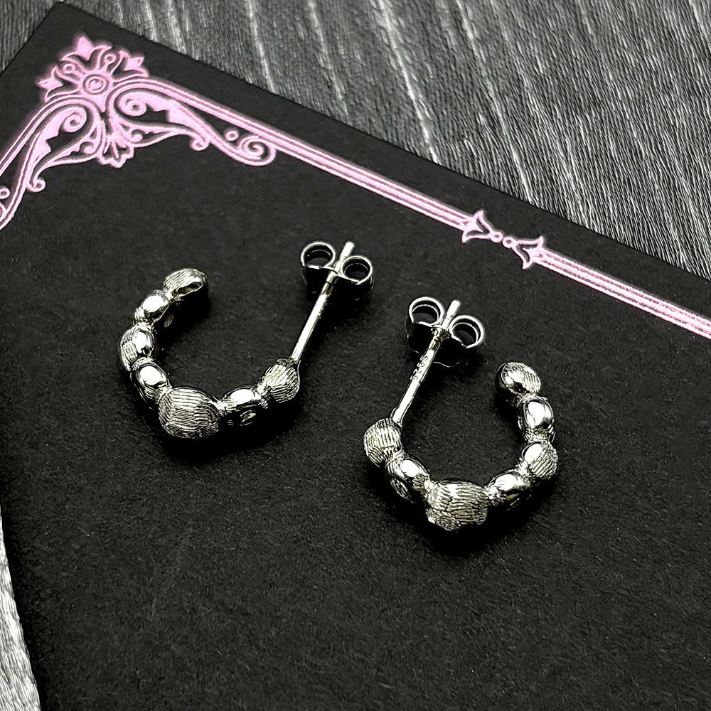 Silver Earrings Retro Sterling C-shaped Zircons