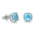 Crystal Cube Stud Earrings — Stainless