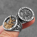 St.Michael St.Benedict Exorcism Powerful Talismans Stainless Steel Men Rings Punk New In For Male Women Fashion Jewelry