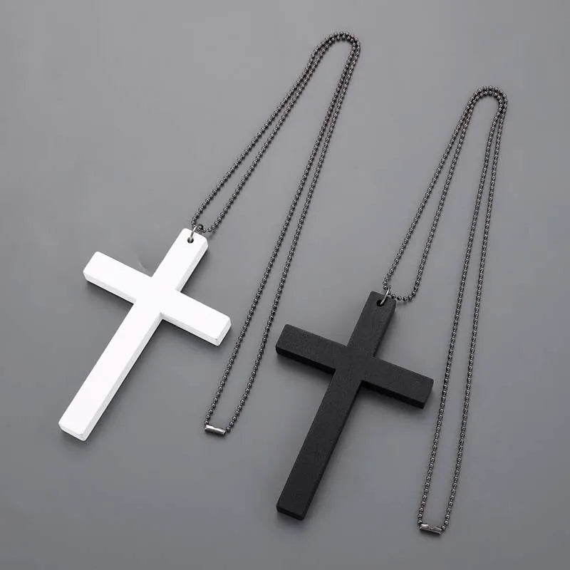 Wood Cross Pendant Necklace