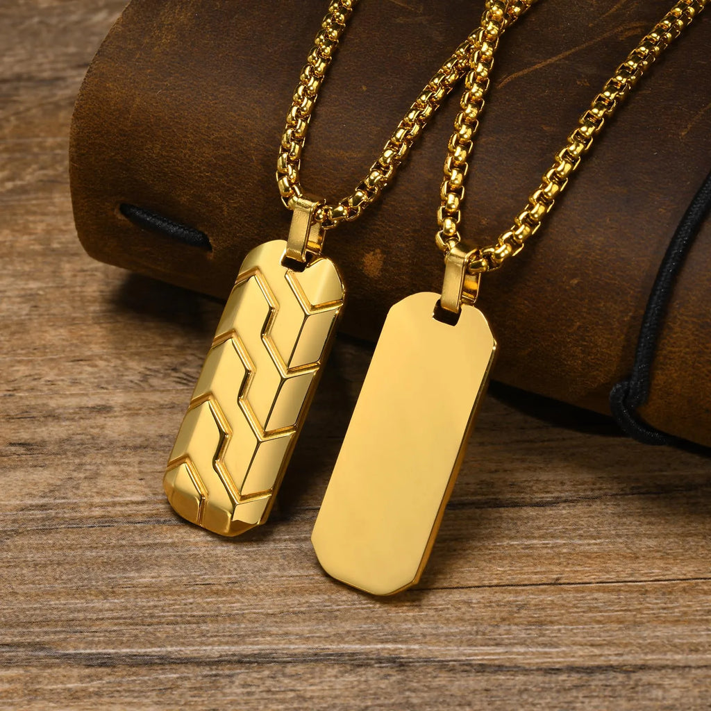 Tire Shape Geometric Pendant Necklace — Stainless Steel