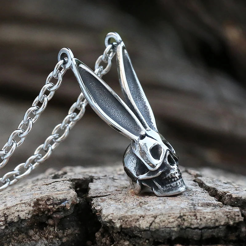 3D Rabbit Pattern Metal Pendant Necklace For Men Couple Gift Vintage Punk Animal Gothic Skull Choker Necklace Jewelry