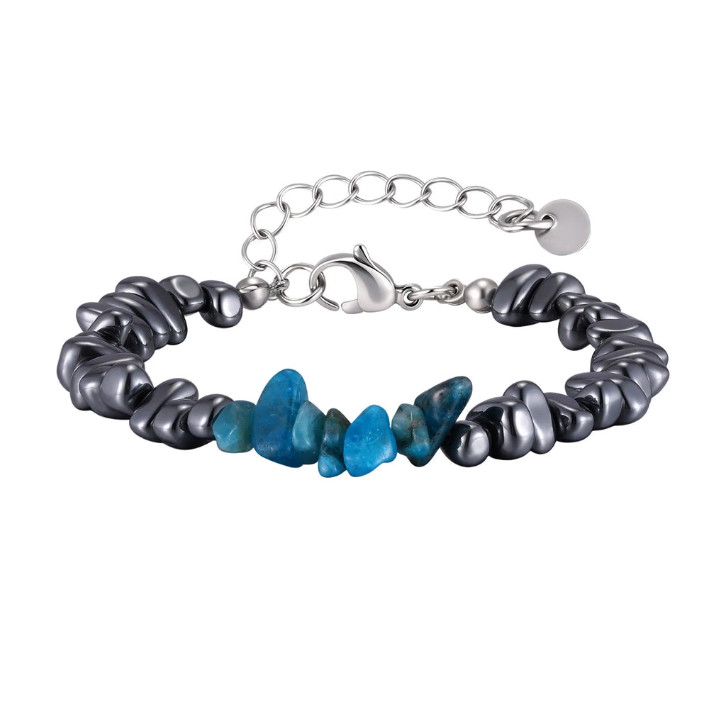 Irregular Black Stone Bracelet for Men — Stainless Steel