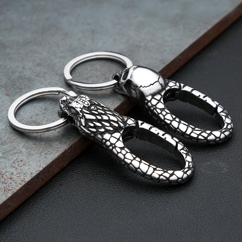 Viking Dragon Head Keychain — Stainless