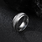 Rime Textured Inlay Beveled Edge Ring — Stainless Steel