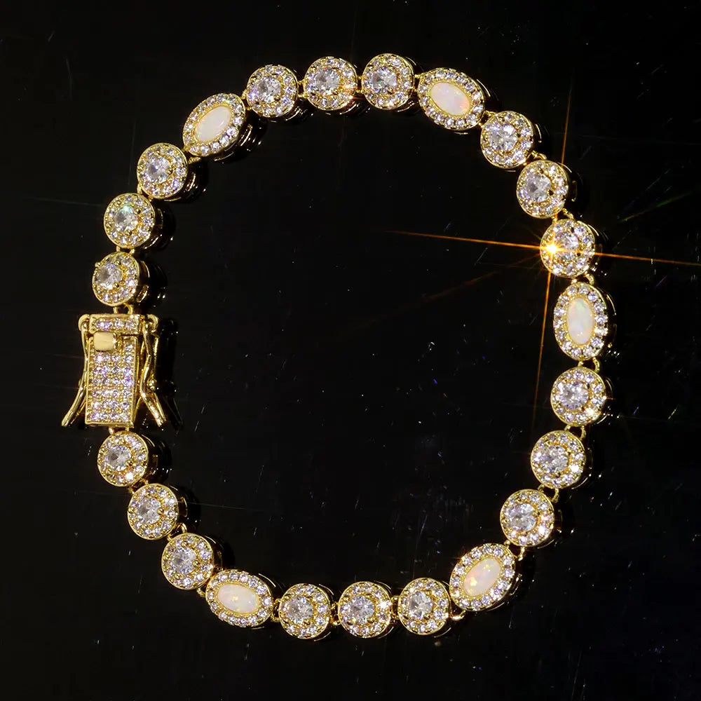Tennis Chain Necklace Stainless Steel Opal Diamond