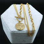 SAINT MICHAEL PROTECT US Archangel Chain Necklace for Women Men Gold Color Stainless Steel Protection Jewelry collier