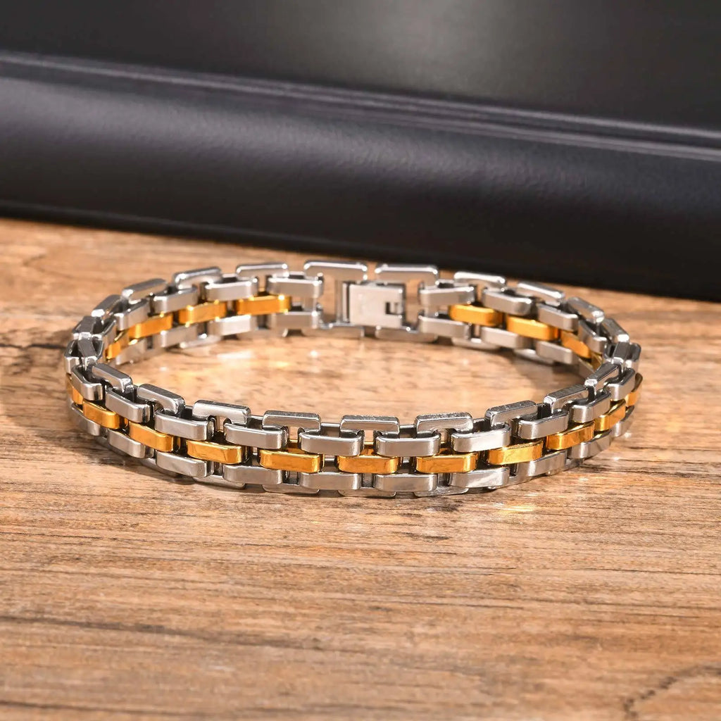 Two-Tone Statement Bracelet — Stainless Steel