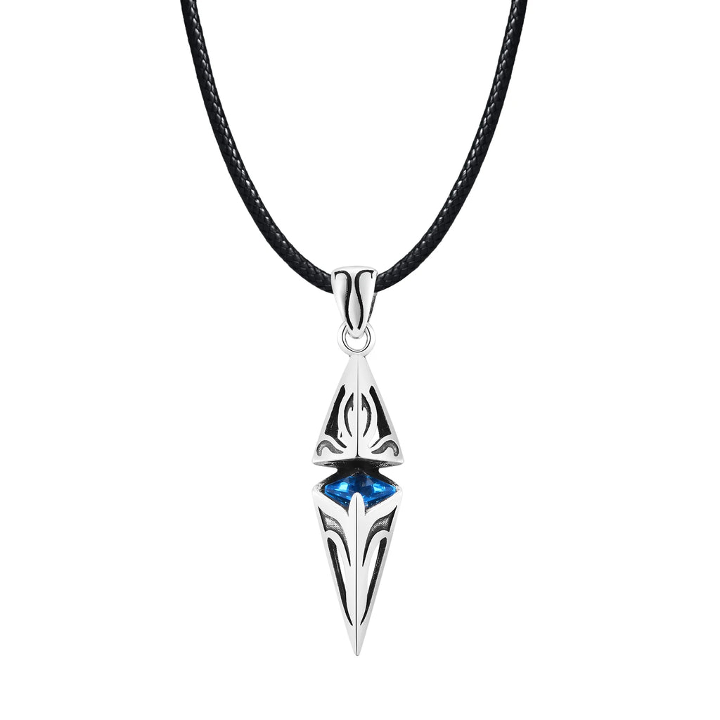 Vnox Stylish Blue Stone Necklaces for Men, Stainless Steel Cube Geometric Pendant Collar Jewelry, Birthday Party Gifts for Him