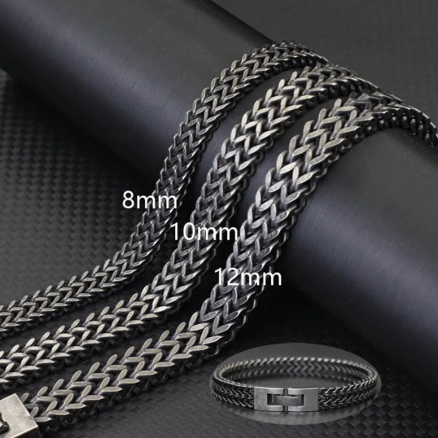 Noter Vintage Stainless Steel Cuban Chain Bracelet Men Hiphop Rock Braslet Bangle Outdoor Sports Camping Cycling