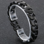Vintage Black Stainless Steel Bracelet for Man Men's 15MM Wide Curb Link Chain Bracelets Bangles Armband Jewelry