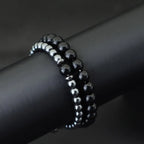 Black-Tone Beaded Bracelet Set — 6mm 8mm Wrap