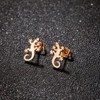 Hip Hop Stainless Steel Lizard Stud Earrings for Women Men Fashion Gecko Cocktail Earings Animal Ear Piercing Jewelry