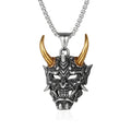 Gothic Retro Stainless Steel Ghost Mask Pendant Necklace For Men Boys Punk Fashion Skull Necklaces Jewelry Horror