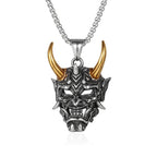 Gothic Retro Stainless Steel Ghost Mask Pendant Necklace For Men Boys Punk Fashion Skull Necklaces Jewelry Horror