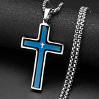 Christian Two-Tone Double Rotatable Cross Stainless Steel Jesus Amulet Pendant Necklace for Women Men Gold Color Chain