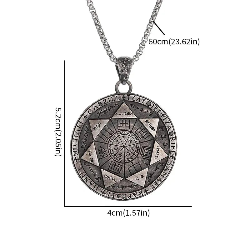 7 Archangels Seal Pendant Solomon Talisman Stainless Steel Necklace Mystical Amulet Jewelry For Men Women Hip Hop Rock